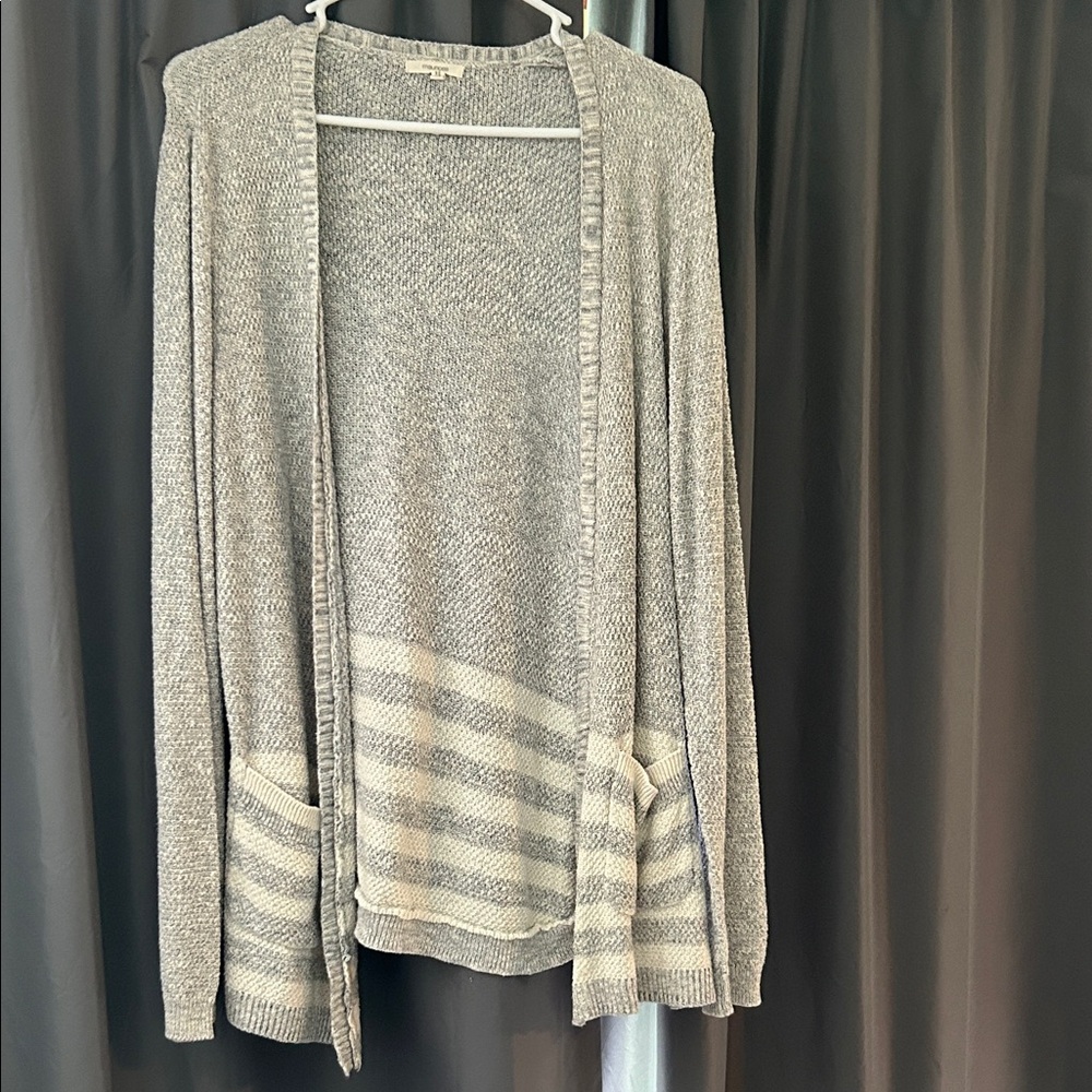 Maurices Heather Gray Striped Cardigan